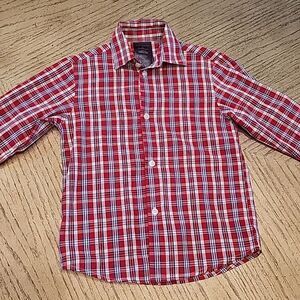 Red plaid button down shirt boys size 6 Tommy Hilfiger